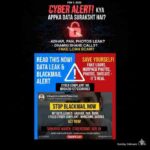 Cyber Crime Blackmail Alert infographic showing MH042601270300063 complaint number and data safety tips for fake loan scams