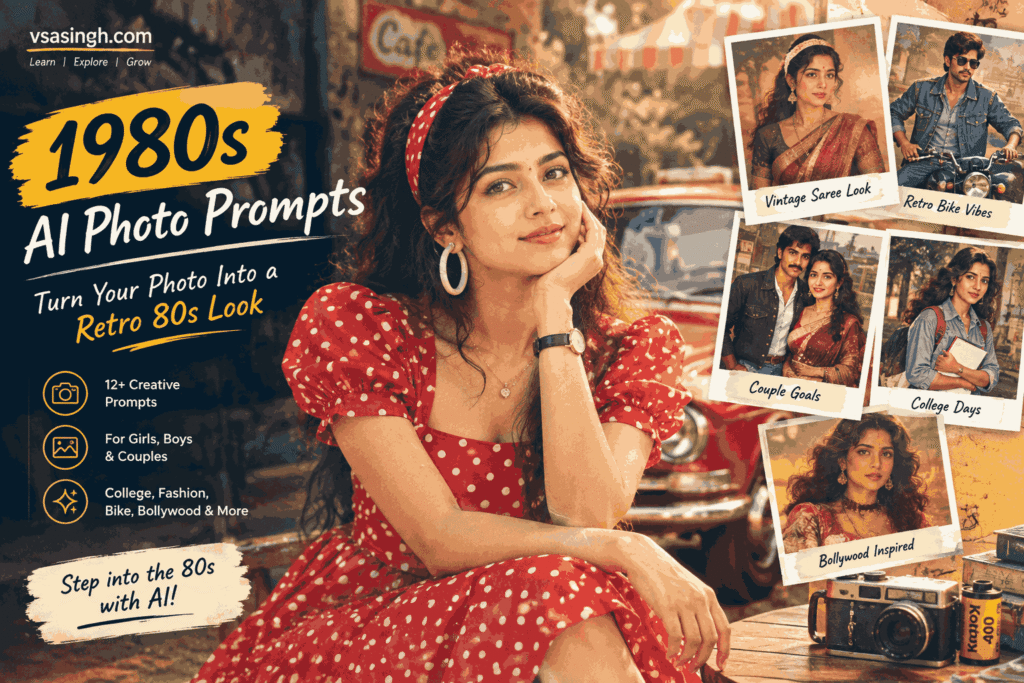 1980s AI photo prompts for creating a retro vintage 80s look