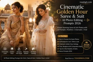 Cinematic golden hour saree and suit AI photo editing prompts 2026