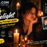 Girl Candlelight AI Photo Editing Prompt 2026 cinematic dark portrait