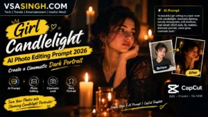 Girl Candlelight AI Photo Editing Prompt 2026 cinematic dark portrait