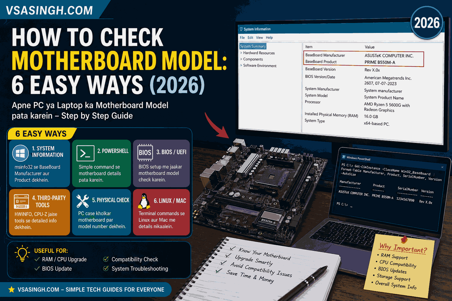 How to Check Motherboard Model: 6 Easy Ways in 2026