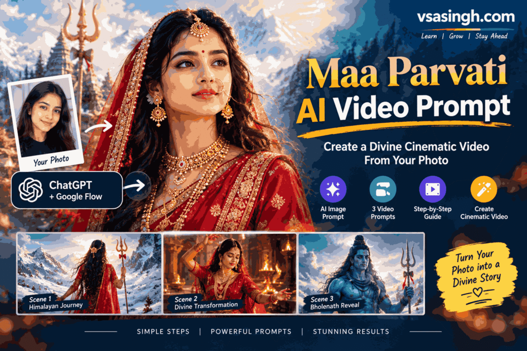 Maa Parvati AI video prompt to create a cinematic devotional video from your photo