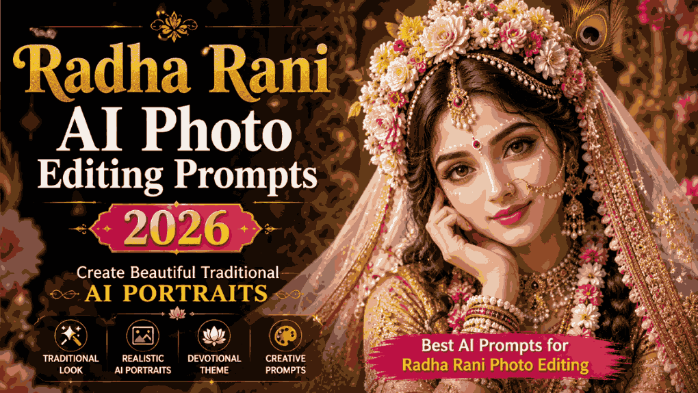 Radha Rani AI photo editing prompts 2026 for beautiful traditional AI portrait