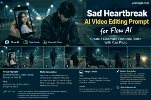 Sad heartbreak AI video editing prompt for Flow AI showing a man looking at a photo on his phone at night