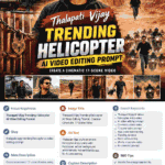 Thalapati Vijay style cinematic helicopter AI video editing prompt with action scenes