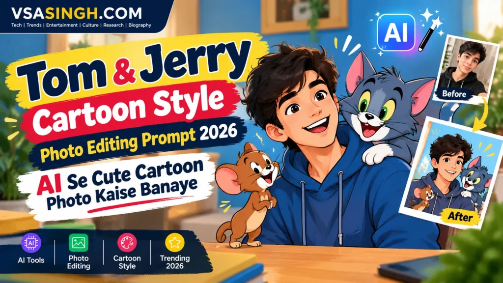 Tom and Jerry Cartoon Style Photo Editing Prompt 2026 AI se cute cartoon photo