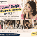 Traditional outfit beautiful photo prompts for girls featuring an elegant woman in a pink saree