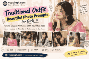 Traditional outfit beautiful photo prompts for girls featuring an elegant woman in a pink saree