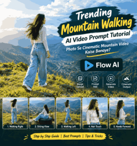 Trending Mountain Walking AI Video created with Flow AI using a cinematic mountain video prompt