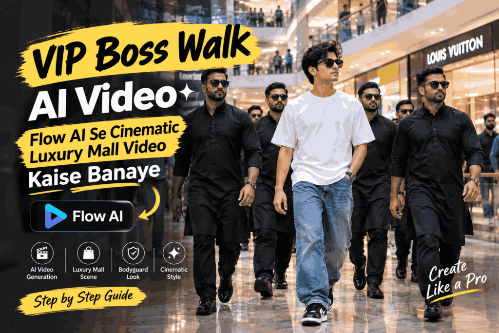 VIP Boss Walk AI Video created with Flow AI in a cinematic luxury mall