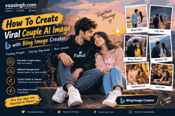 Viral couple AI image created with Bing Image Creator using AI photo prompts