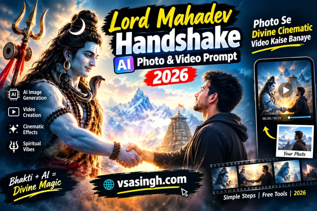 Lord Mahadev handshake with a man AI photo and cinematic video creation 2026